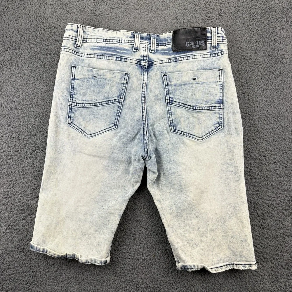 GS-115 Shorts Men 32 (32x12) Acid Washed Textured Denim Distressed Y2k Moto Jort